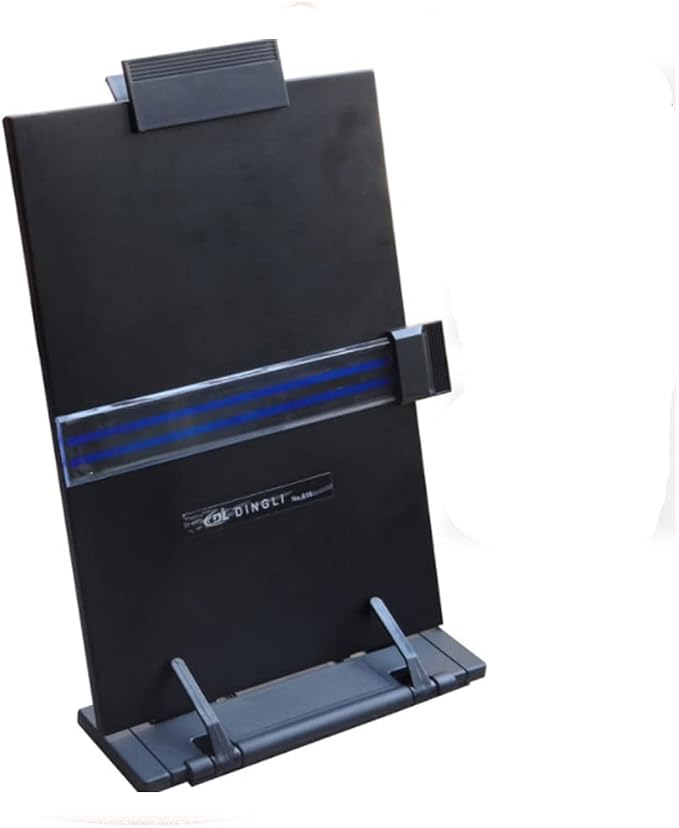 Desktop Document Holder with Adjustable Clip and Line Guide, Portable Document Book Holder - Copy Holder for Letter, Legal A4 Documents, Black