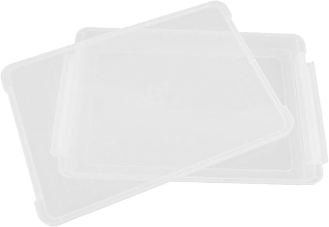 SHOWERORO Transparent File Box with Snap-tight Lid Stackable Desktop Document Organizer for Files Magazines Notebooks Moisture-resistant Storage Container for Office and Home Use