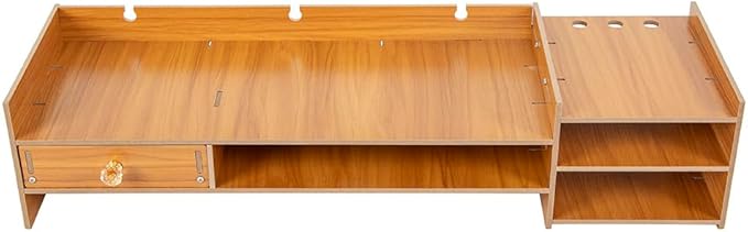 Computer Monitor Height Rack, Desk Shelf with Storage Drawer & Free Phone Stand for Desktop