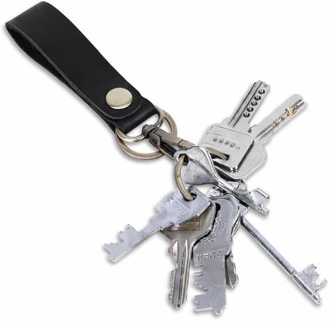 Genuine Leather Keychain with Belt Loop - Key Case Leather Tactical HK EDC Clip Fob Keychain Leathers Key Holder