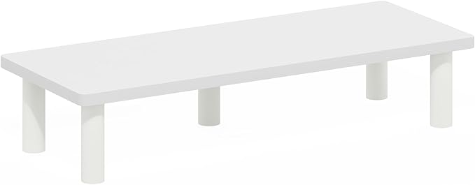 Furinno TURN-N-TUBE Monitor Stand Riser, 23.6"W Rectangle Monitor Riser, Toolless Laptop Stand for Desk, Office Desk Accessories, Desk Organizers and Accessories, For Study Room, Dorm, Plain White