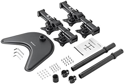 StarTech.com Quad Monitor Stand - Articulating - Supports Monitors 13??to 27??- Adjustable VESA Four Monitor Stand for 4 Screen Setup - Steel - Black (ARMBARQUAD)