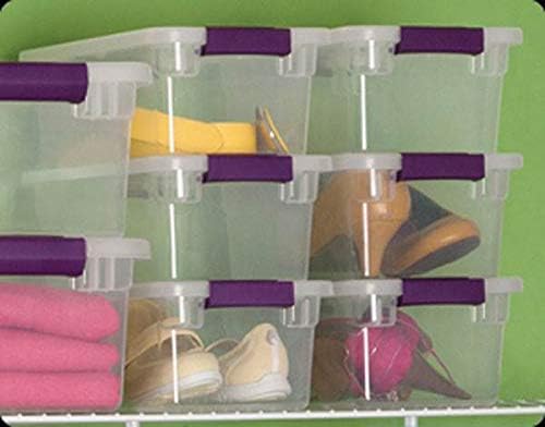 Sterilite 17511712 6 Quart Clearview Latch Storage Container with Plum Handles