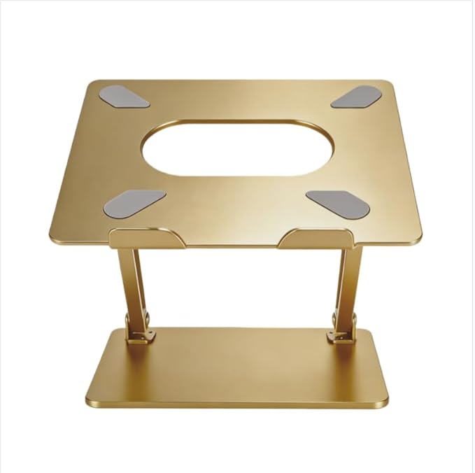 Laptop Stand for Desk, Ergonomic Aluminum Laptop Stand Adjustable Height, Foldable Laptop Riser for 10-17 Inchs Laptop(Gold)