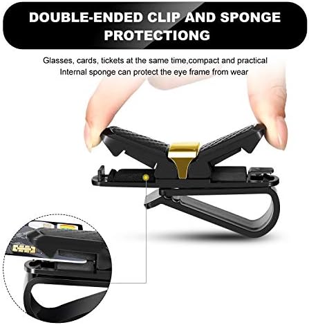 Boao 4 Pcs Sunglasses Holders for Car Sun Visor, Glasses Ticket Card Clip Mount Hanger, Double-Ends Clip 180 Degree Rotational Car Visor Accessories(Gold)