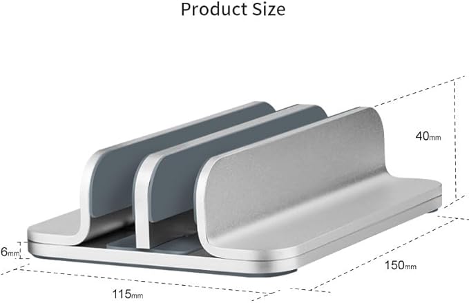 Aluminum Alloy Double Slot Storage Port Vertical Laptop Stand，laptop stand for desk，adjustable laptop stand，Applicable to all MacBook models