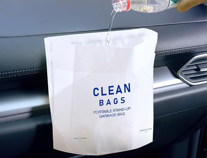 Annper Disposable Car Trash Bags for Garbage, 20 Pack 7.56" × 5.55" × 4.57" Vomit Bags with Recycled HDPE, Adhesive Hanging Trash Can Liners for Car Boat Plane Travel Camping Office Bedroom