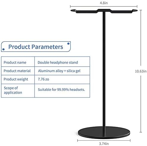 fenlan Aluminum Double Headphone Stand for Desk PC Gaming Headsets Holder, Headphones Stand, Desk Display,Dual Balance