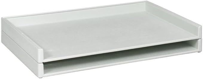 Pemberly Row Giant Stack Tray Set for 24" x 36" Documents, White Finish, HDPE Plastic, Steel Reinforced, Stackable Up to 5 ft, 300 lbs Capacity, Office Filing Storage System