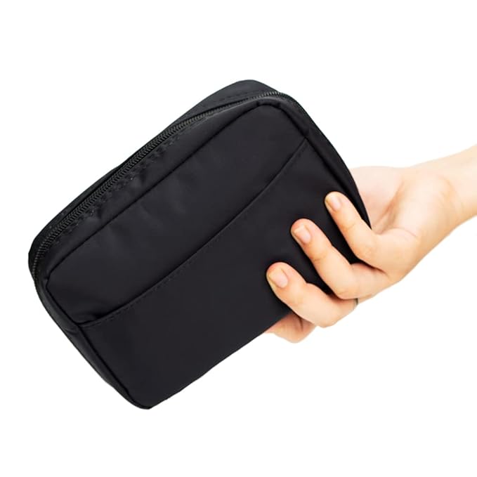 Hekyip Rectangular Beauty Bag, Small Travel Makeup Bag for Purse, Portable Waterproof Cosmetic Pouch for Ladies Women (Rectangular Inner Red)