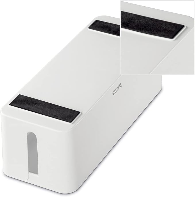 Hama Cable Box Maxi (Cable Box for Power Strip, Easy Cable Management, for Office, Desk, Home, Storage of Chargers, Hard Drives etc., with Rubber Feet) White