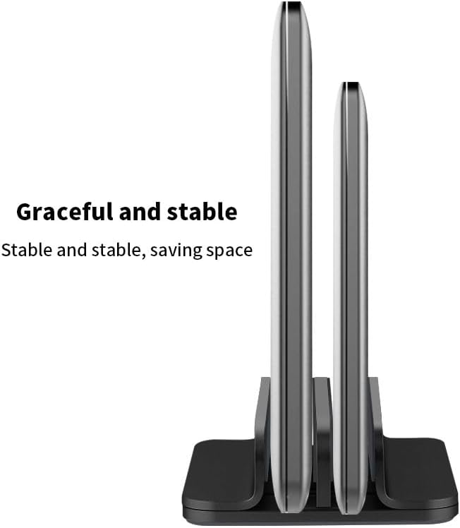 Aluminum Alloy Double Slot Storage Port Vertical Laptop Stand，laptop stand for desk，adjustable laptop stand，Applicable to all MacBook models
