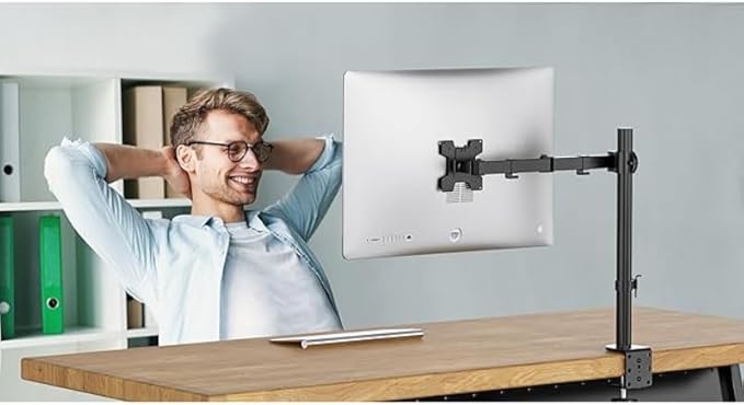 Gladiator Joe Heavy Duty Single/one Desktop Monitor Mount/arm VESA Compatible | Fully Adjustable articulating arm | Supports Heavy Monitors | 17to 32 inch | 18 lb