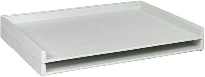 Pemberly Row Giant Stack Plastic File Tray, 45.25"x34"x3", HDPE Material, White Finish, Set of 2, Extra Sturdy High-Density Design, Stackable Up to 5 Feet for Office Flat File Storage
