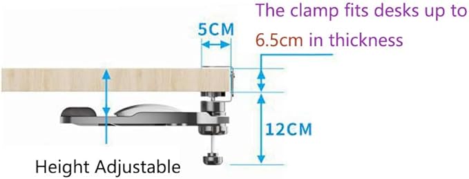 Clamp-on Mouse Tray Under Desk Adjustable Clamp Rotating Wrist Mouse Extended Holder for Desks Computer Platform Tray Padding Arm Rest Pad Black