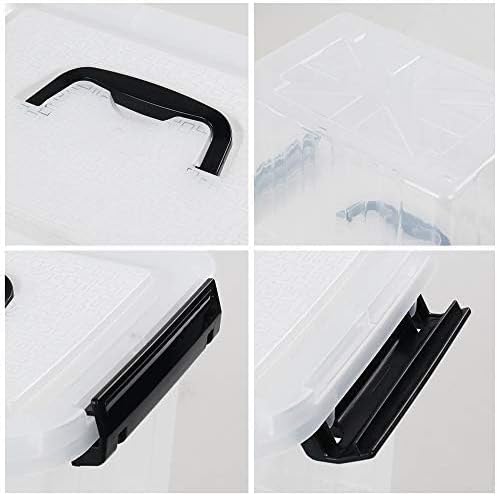 Farmoon 3 Packs Clear Lidded Storage Bin, Plastic Stackable Storage Container Box with Handle