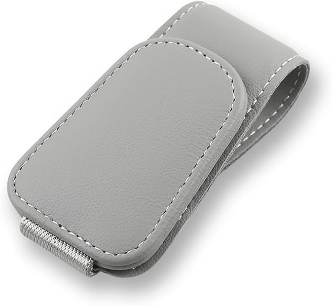 Sunglass Holder for Car, Magnetic Leather Eyeglass Hanger Clip for Car Sun Visor, Sunglasses Holder and Ticket Card Clip for Car Visor Accessories (1Pack Gray)
