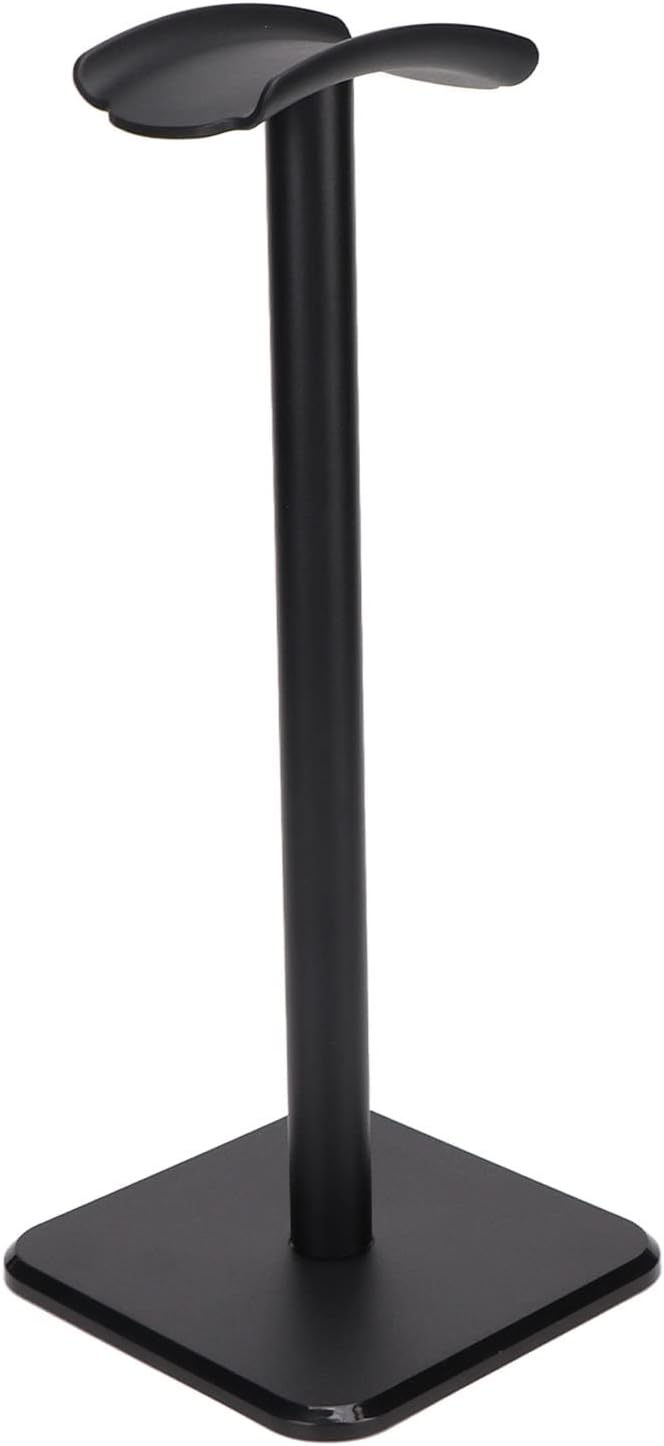 Headphone Stand, Headset Holder Gaming Headset Holder with Aluminum Supporting Bar Flexible Headrest Rounded Corner Anti Slip Base for All Headphones Size (Black)