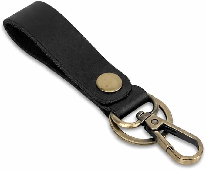 Genuine Leather Keychain with Belt Loop - Key Case Leather Tactical HK EDC Clip Fob Keychain Leathers Key Holder