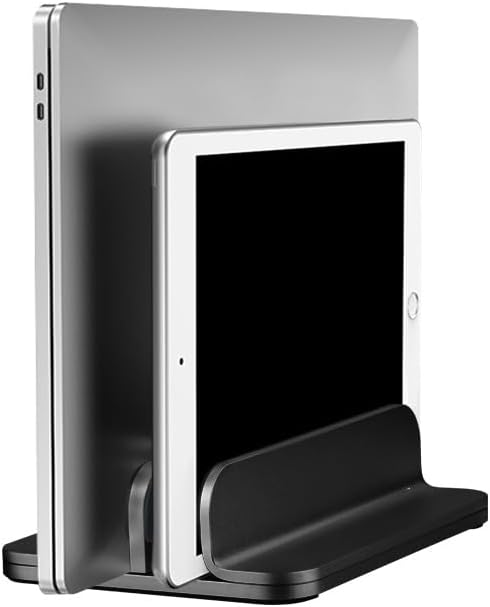 Aluminum Alloy Double Slot Storage Port Vertical Laptop Stand，laptop stand for desk，adjustable laptop stand，Applicable to all MacBook models