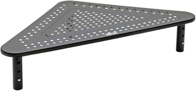 Tripp Lite Computer Monitor Stand, Corner Desk Monitor Stand for L Shaped Desk, Adjustable Height, 12 x 20 in., Metal, Black (MR1220M)