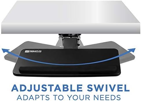 Mount-It! Under Desk Keyboard Tray, Slide-Out Keyboard Drawer with Height, Tilt and Swivel Adjustment, 25" x 10" Keyboard & Mouse Platform with Wrist Rest, Bolt-On Under Desk Mount