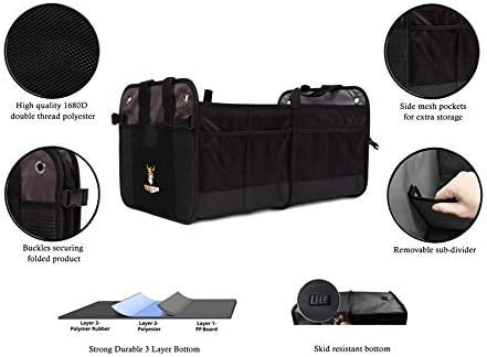 Tuff Viking Convertible SUV Trunk Organizer | Truck Bed Organizer for SUVs, Autos, Trucks and Jeeps with Tie Down Straps