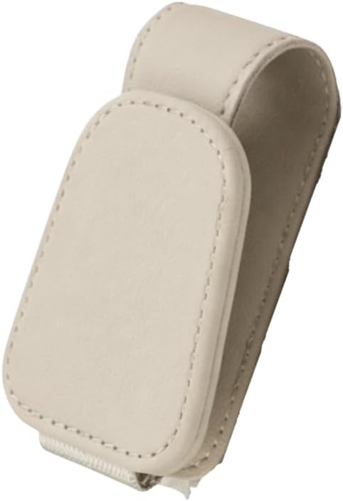 Magnetic Leather Sunglass Holder, Eyeglass Hanger Clip for Car Sun Visor, Suitable for Different Size Eyeglasses (White, 1 Pack)