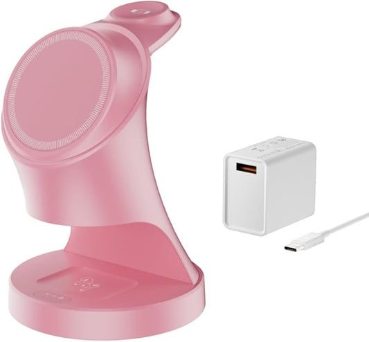 Wireless Charger,3 in 1 Magnetic Wireless Charger Stand, Fast Wireless Charging Dock for iPhone 17/16/15/14/13/12 Series, Apple Watch Series, AirPods Pro.
