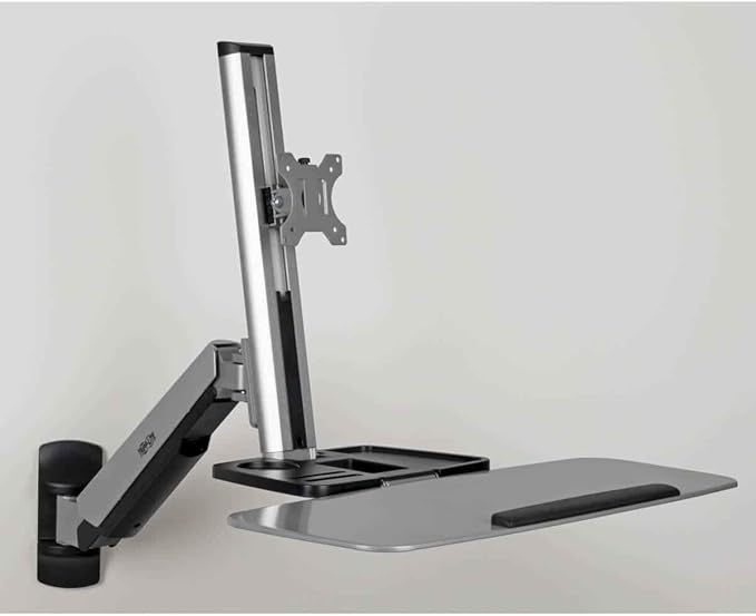 Tripp Lite Wall Mount for Sit Stand Desktop Workstation Height-Adjustable Standing Desk, Single Display (WWSS1332W)