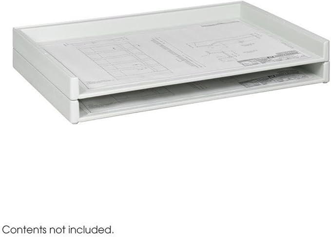Pemberly Row Giant Stack Tray Set for 24" x 36" Documents, White Finish, HDPE Plastic, Steel Reinforced, Stackable Up to 5 ft, 300 lbs Capacity, Office Filing Storage System