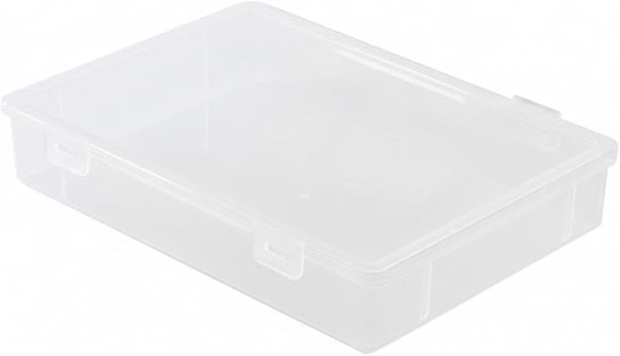 Low-Profile Rectangular File Box with Handle, Transparent PP Plastic Document Organizer for Desktop Storage