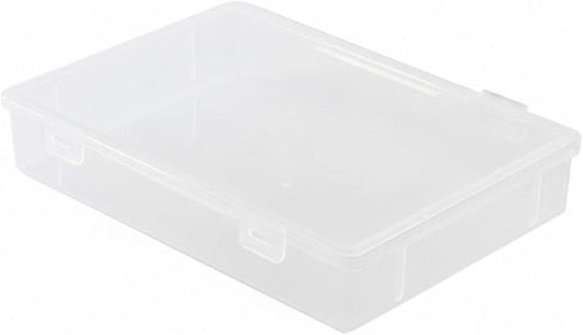 Low-Profile Rectangular File Box with Handle, Transparent PP Plastic Document Organizer for Desktop Storage