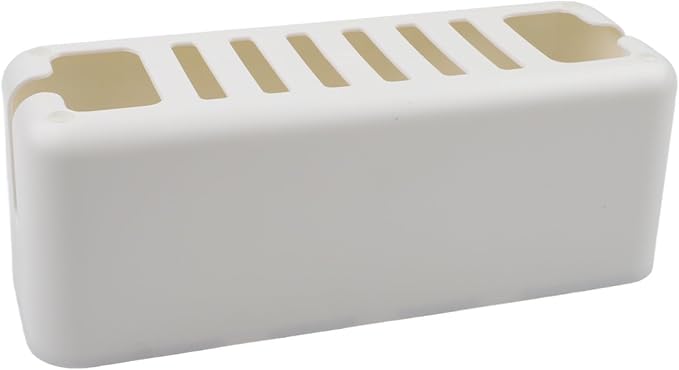 FABULETTA Desktop Cord Organiser Box with Wooden Lid, Cable Management Solution for Power Strip Hider, ABS Plastic Wire Storage Container and Junction Box Cover for Home Office Use(white)