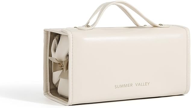 YDR 4-in-1 Travel Makeup Bag with Detachable Pouches, Large Hanging Toiletry Organizer for Women, Waterproof PU Leather Cosmetic Bag for Brushes, Toiletries & Skincare, Portable Roll Up Case