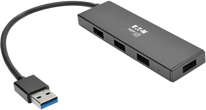 Eaton Tripp Lite 4-Port Portable Slim USB 3.0 Super Speed Hub with Built in Cable (U360-004-SLIM)