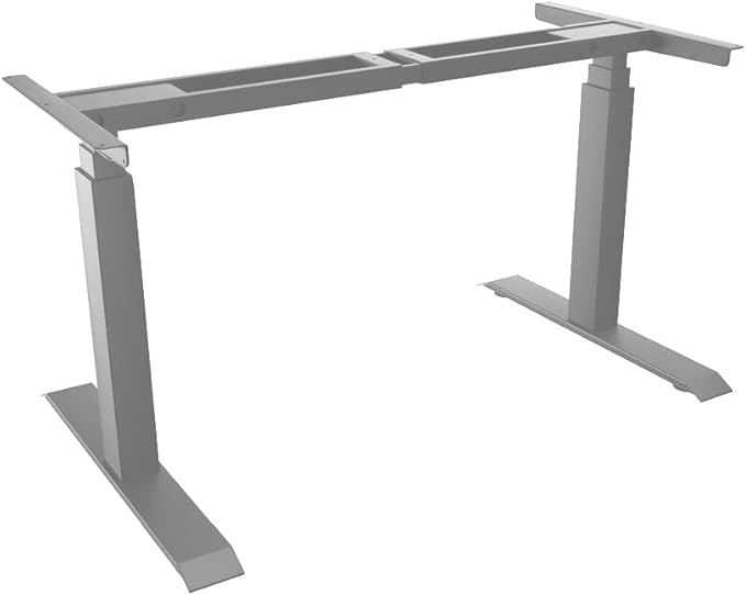 Desky Dual Mini Electric Standing Desk Frame ??Compact Height Adjustable Sit Stand Base with Dual Motors, Steel Frame, Memory Settings for Home Office & Small Spaces (Grey)