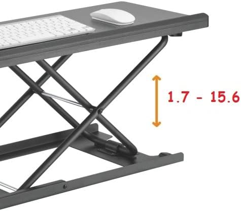Mount Plus KBT10 Ultra Slim 24" Laptop, Keyboard and Mouse Stand | Sit Stand Adjustable Riser for Standing Desks | Lifts Up to 15.6 inches in Height | 5 Height Levels Riser
