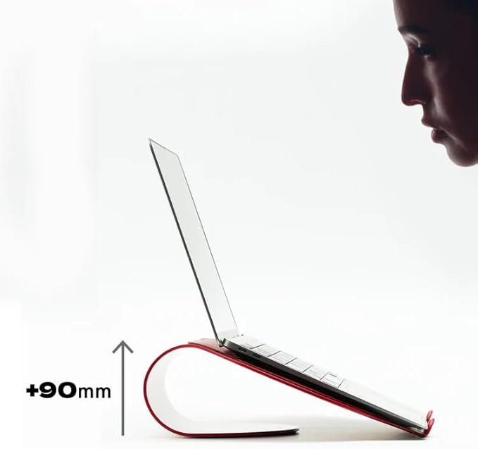 NUMIN Loop Laptop Stand Green | Laptop Tabletop Stand | Sturdy Rust Free Metal and Wood Design | Anti Slip leatherite Surface | Compatible for MacBook, HP, Dell, Lenovo