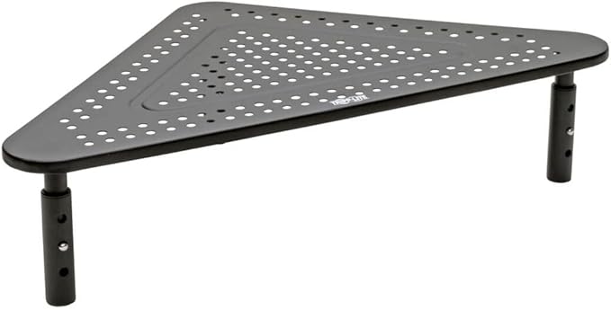 Tripp Lite Computer Monitor Stand, Corner Desk Monitor Stand for L Shaped Desk, Adjustable Height, 12 x 20 in., Metal, Black (MR1220M)