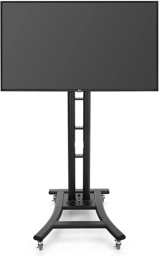 Mobile TV Stand with Wheels for LCD, Plasma or LED Monitors Between 32 and 65 inches, Height-Adjustable - Black