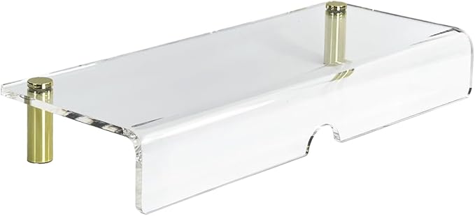 pbf PHOTO BOOTH FRAMES Clear Acrylic Monitor Stand Riser, 20 x 8 x 2.87 inches, Gold Posts