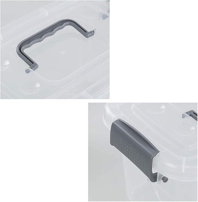 Readsky 5 L Clear Plastic Latch Box with Lids and Handle, 6 Packs