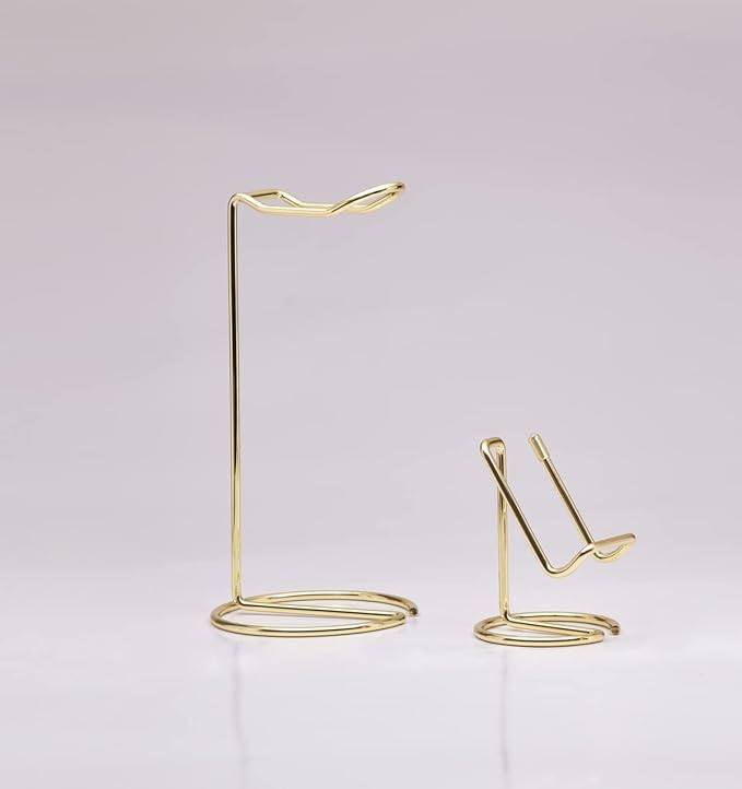 JIARI Headphones Stand and Cell Phone Stand Desktop Metal Holder Accessories 2pcs Set (Gold)
