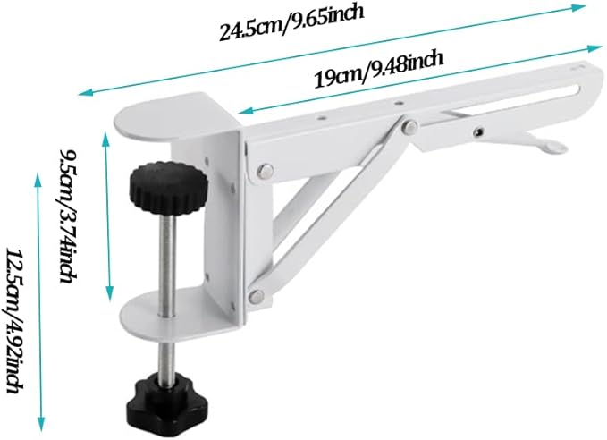 Desk Extender Clamp for DIY Custom Wooden Desk Extender Board (Board not Included), No-Punch Computer Keyboard Tray Clamp for Home or Office (White)