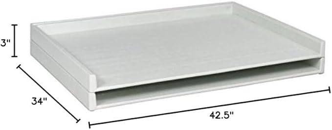 Pemberly Row Giant Stack Plastic File Tray, 45.25"x34"x3", HDPE Material, White Finish, Set of 2, Extra Sturdy High-Density Design, Stackable Up to 5 Feet for Office Flat File Storage