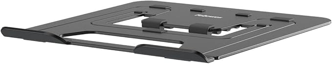 Fellowes Alumia??Portable Laptop Stand ??Black ??Height and Angle Adjustable Laptop Riser, Ergonomic and Foldable Aluminium Design for Home, Office or Hybrid Working, Made from Recycled Materials