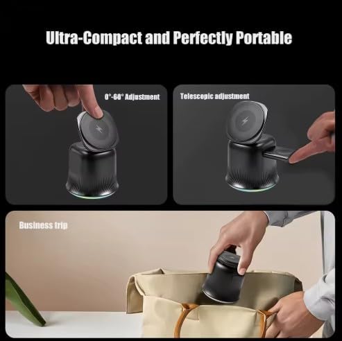 2026 3 in 1 Wireless Charging Station for Apple MagSafe Charger, 15W Fast Magnetic MagSafe Charger Stand for iPhone 17 16 15 14 13 12 Apple Watch AirPods Series (Black), Gifts for Men