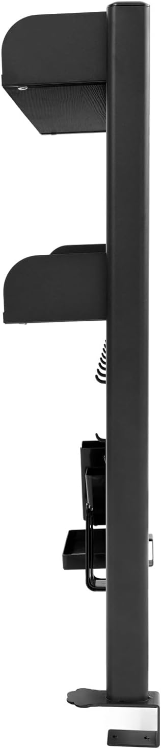 Clamp-On Pegboard Desk Organizer, 2-Tier Clamp On Desk Shelf with Hooks, Office Accessory Organizer for Books, Office Supplies & DIY Storage, 16.5lbs Capacity, 39.37" x 37.4", Black