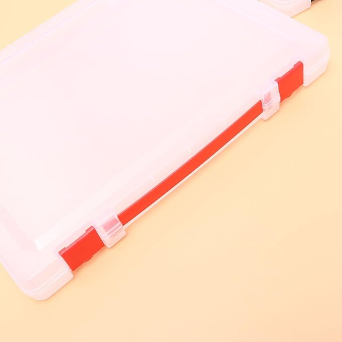 Storage Box for Document Storage with Red Buckle, Stackable Pp Paper Filling Box, Easy to Use Organizer for Craft Room and Offices, Sturdy File Case Holder